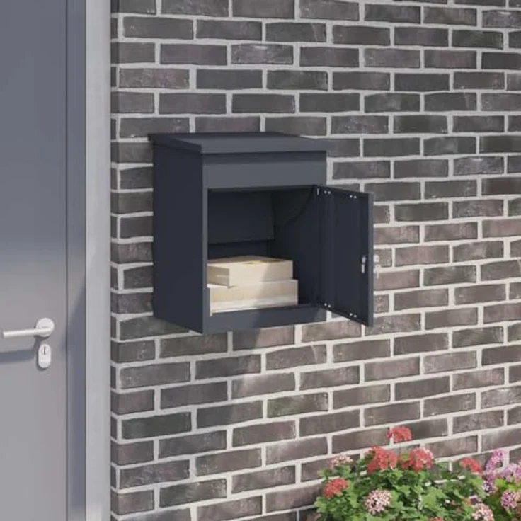 vidaXL Briefkasten Anthrazit, Postkasten aus Stahl mit den Maßen 44x35x59 cm – Bild 2
