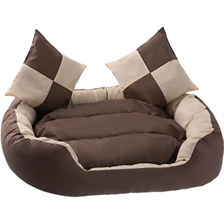 Petstuff Hundebett, Wendefunktion, herausnehmbares Kissen, wasserabweisend, abwaschbar, Farb- u. Größenwahl, Creme/braun, S