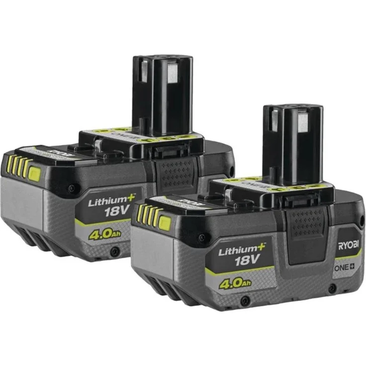 RYOBI RB1840X2, 2 Lithium-Ionen Akkus 4,0 Ah, 18 V, mit LED-Ladestandsanzeige und Schutzsystem