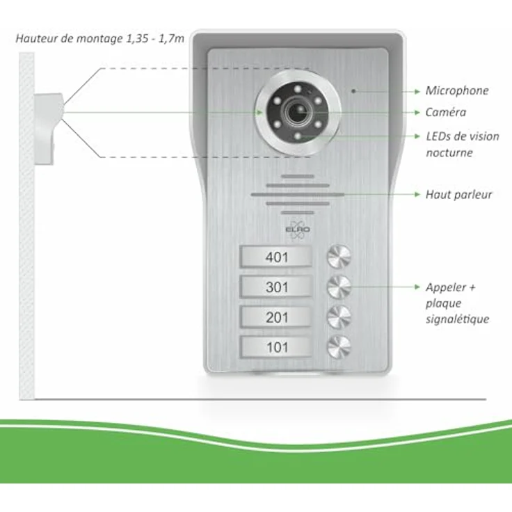 IP Türsprechanlage mit Kamera und Monitor - Video Türklingel für 4 Familienhaus – Bild 5