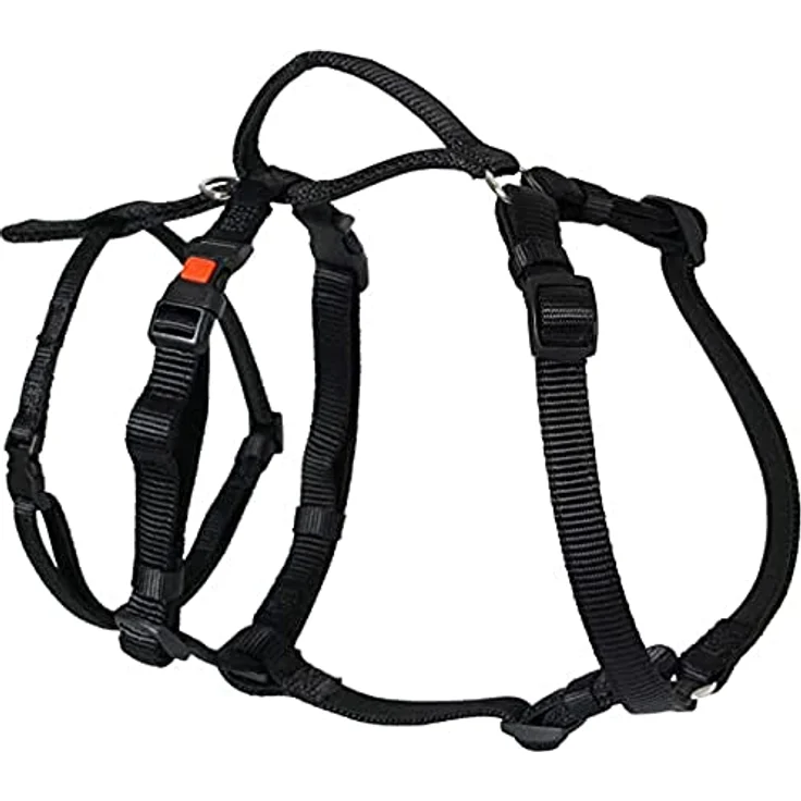 Karlie Art Sportiv Sicherheitsgeschirr, stufenlos verstellbar, Nylongurte mit Neopren, für Brustumfang 29-40 cm, schwarz – Bild 1