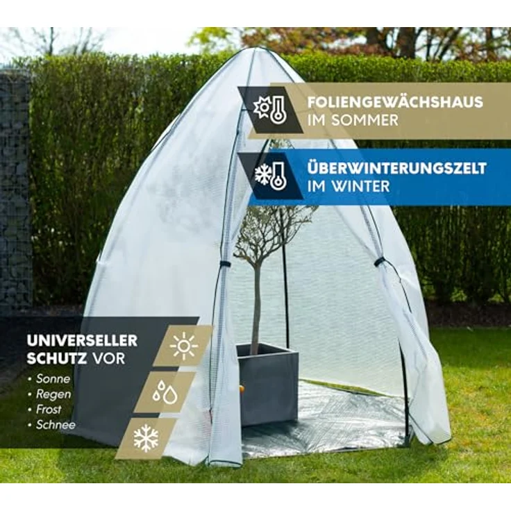 WESTMANN Überwinterungszelt Minze | 200x200x200 cm Weiß| Pflanzenschutz & Foliengewächshaus zum Überwintern von Pflanzen – Bild 3