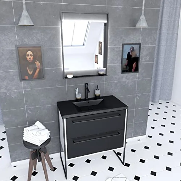 AURLANE PACM028 Structura P028 Badezimmermöbel, schwarz/weiß