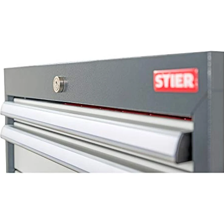 STIER Schubladenschrank 6 Schubladen, verzinkte Schubladen mit 100% Kugelführung, BxTxH 900x575x1020 mm, RAL 7016/RAL 7035, Tragkraft 80 kg – Bild 2