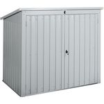 Beliani Gerätehaus Metall weiß abschließbar mit Pultdach 2 Türen Klappdach Moena, galvanisiertes Stahl-Trapezblech, witterungsbeständig