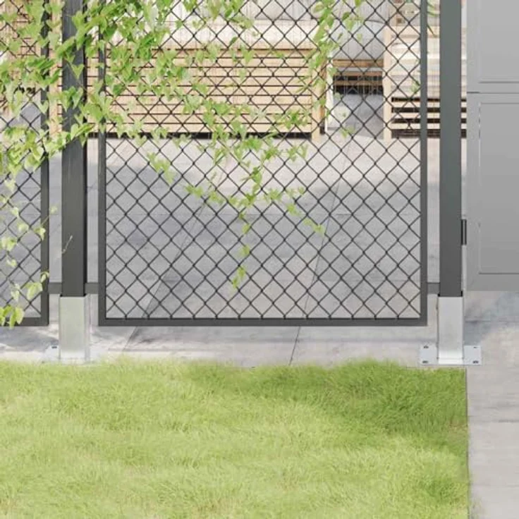 vidaXL Zaunpfosten Pfostenträger Quadratisch, 4er Set, Silber, 61x61mm, Verzinkter Stahl mit stabiler Halterung – Bild 2