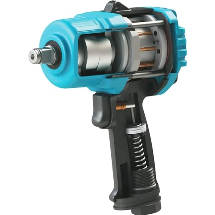 Hazet Mini Schlagschrauber (12,5 mm (1-2“) Vierkantabtrieb, extra kurz und leicht: 110 mm bei 1,3 kg, extrem hohes max. Lösemoment Dank Neuer Twin Turbo Technologie: 1600 Nm) 9012MTT, blau-schwarz – Bild 4