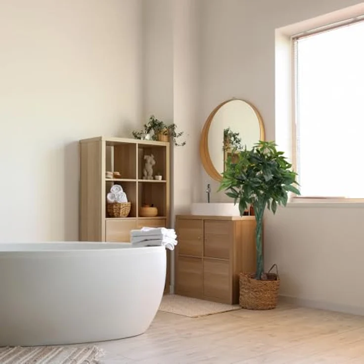 hjh OFFICE Kunstpflanze 160cm PACHIRA Künstliche Deko Pflanze für Schlafzimmer Büro Wohnzimmer, detailgetreues Aussehen, geruchsarm – Bild 3