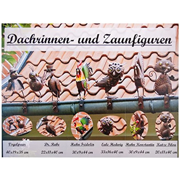 Dachrinnenfigur Vogelpaar, Kupfer-Look, Zaunfigur – Bild 3