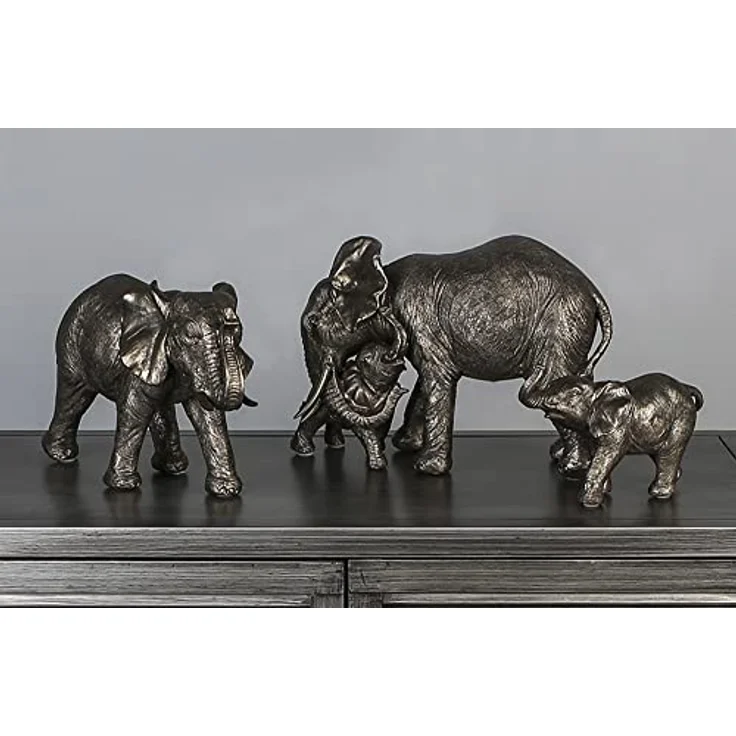 Casablanca Deko Figur Skulptu Elefant Zambezi grau/goldfarb,Poly - Breite 29 x Höhe 18 cm – Bild 2