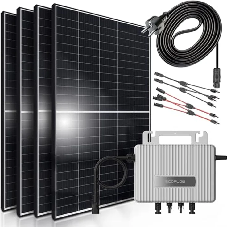 SUNNIVA® Balkonkraftwerk 1700/800W Solaranlage mit 800W Ecoflow Stream Wechselrichter, WIFI Bluetooth, 4 x 425W Solarmodule, upgradebar drosselbar – Bild 1
