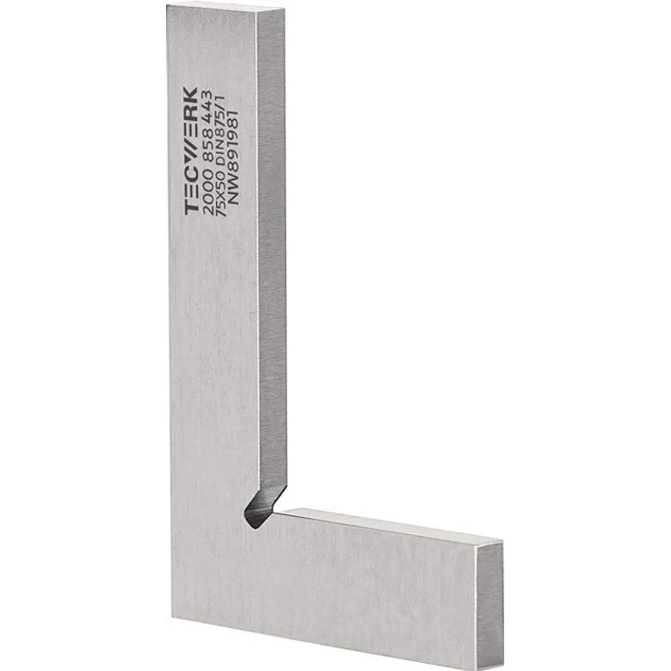 NORDWEST Winkel DIN 875/I Schenkel-L.200x130mm, Präzisionsausführung aus Stahl, Prüf- und Kontrollarbeiten, Kalibrierung auf Anfrage