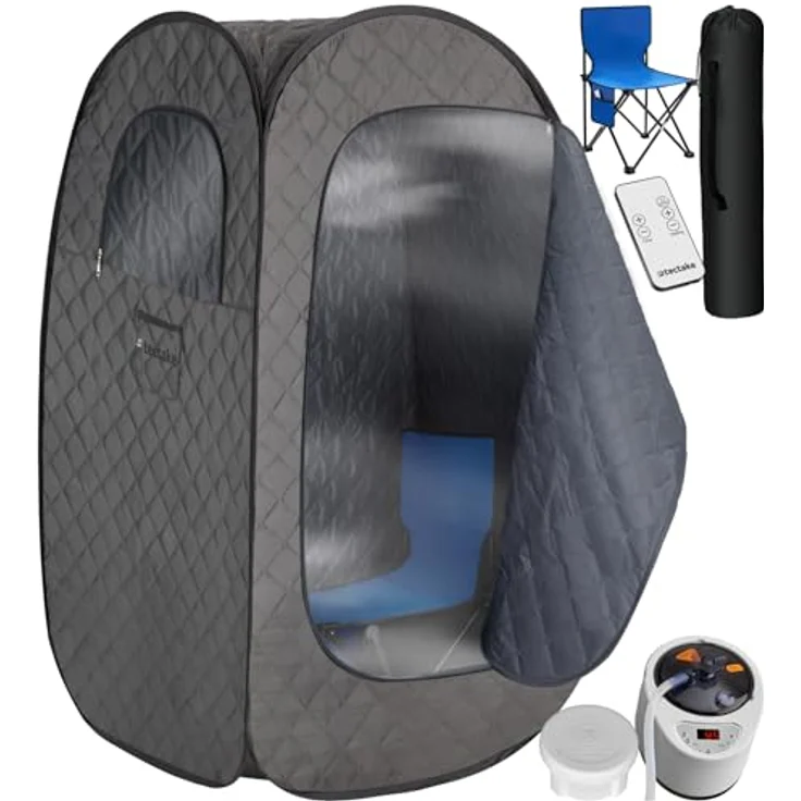 Tectake Mobile Dampfsauna ThermaLuxe I, 1000 W, 15 Temperaturstufen, dunkelgrau/schwarz – Bild 1