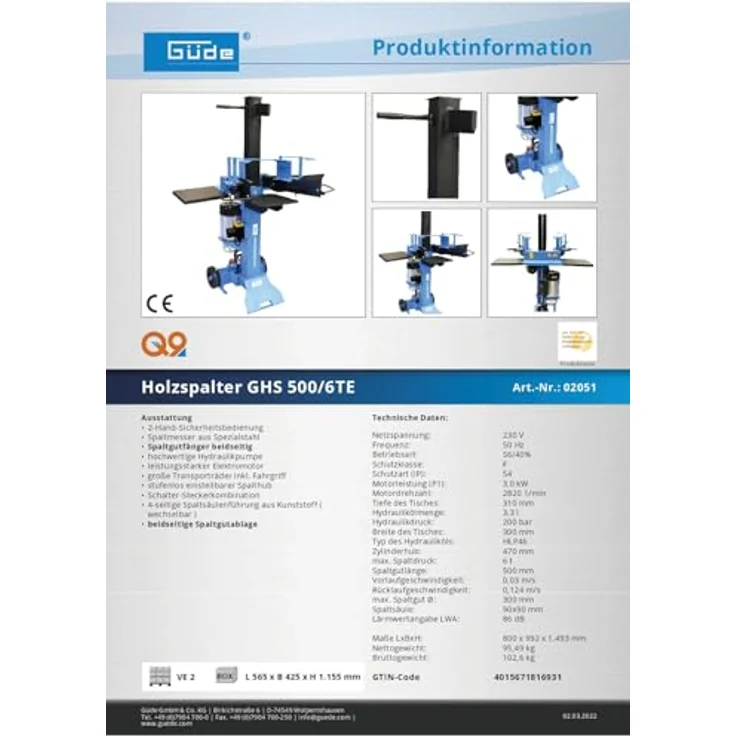 Güde Holzspalter GHS 500/6TE (2051) – Bild 6