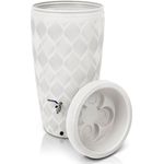 YourCasa Regentonne 240 Liter [Seabreeze] frostsicher - Regenwasserbehälter mit Pflanzschale, UV-beständig, schmal (Weiss Ohne Wasserhahn)