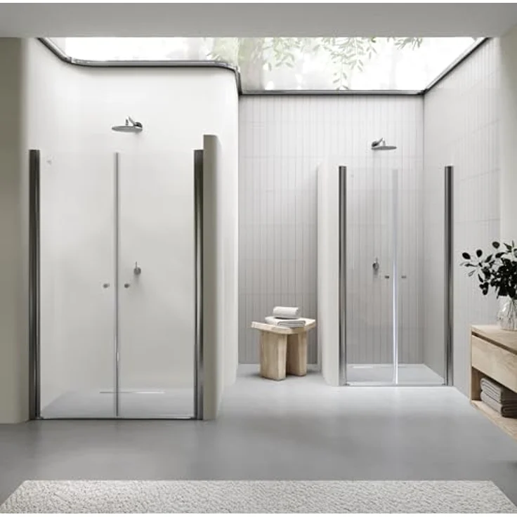 i-flair Duschtür 84-88 cm, 195 cm Höhe, mit 6 mm ESG Sicherheitsglas und Hebe-Senk Mechanismus, chromfarbener Griff und Aluminiumprofil – Bild 4