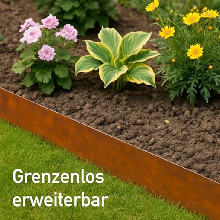 Intergarden Cortenstahl Rasenkante 6m, Rostfrei mit natürlicher Patina, Beeteinfassung aus Metall, 16 cm hoch – Bild 5