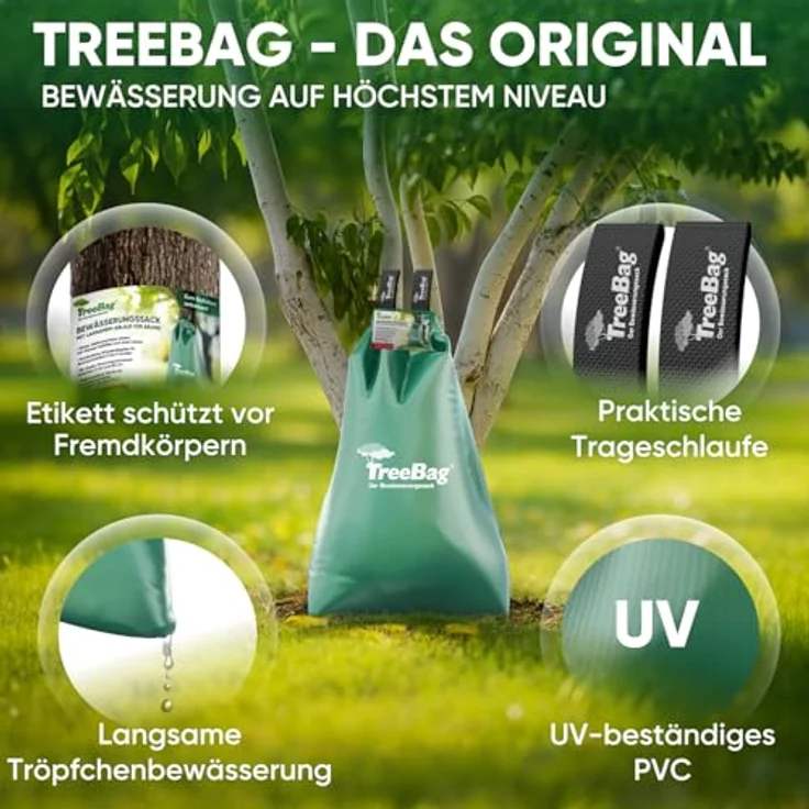 treebag TreeBag Wassersack für Bäume 2 x 75L – UV-stabiler PVC Baumbewässerungssack mit flexibler Anwendung – Effektive Tropfbewässerung für Garten & Stadtgrün – Bild 3