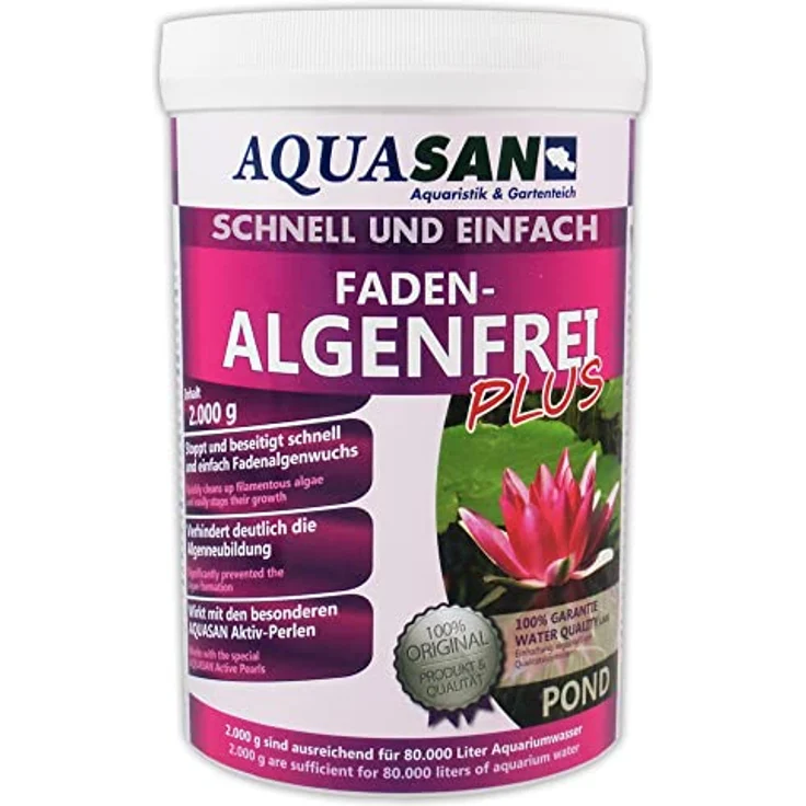 AQUASAN Gartenteich Faden-Algenfrei Plus (Beseitigt schnell und stoppt Fadenalgen im Teich. Der Fadenalgen-Entferner, Fadenalgen-Vernichter, Fadenalgen-Mittel), Inhalt:2 kg – Bild 1