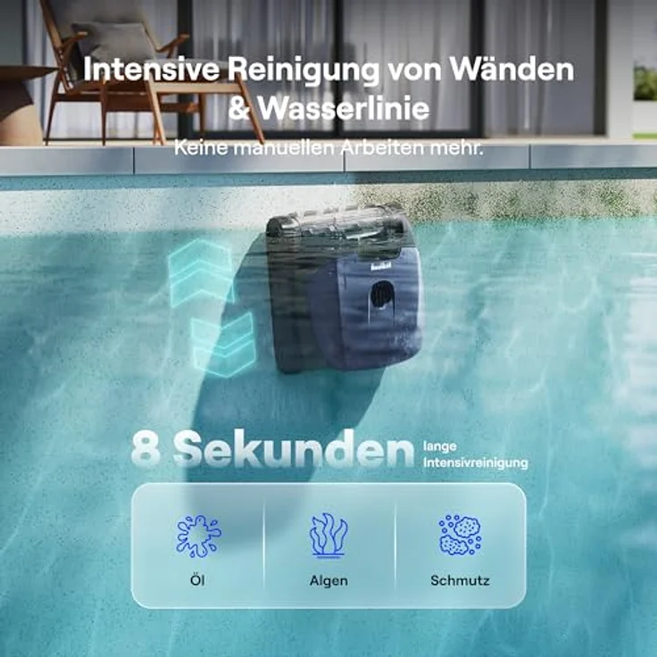 Beatbot (2026 Neu) Sora 10 Poolroboter Boden und Wand, Reinigt Wasserlinie & Plattformen, 25700 LPH Saugleistung, smartes Parken an der Waaaerlinie, 5L Filterkorb, bis zu 5 Std. Laufzeit, Tiefblau – Bild 7