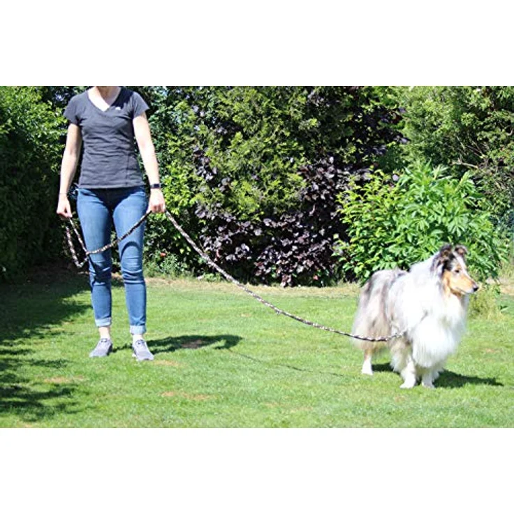 Activity4Dogs Geflochtene Hundeleine für große Hunde, 4-fach verstellbar, 2,80 m lang, Durchmesser 15 mm, braun-schwarz-weiß, Made in Germany – Bild 2
