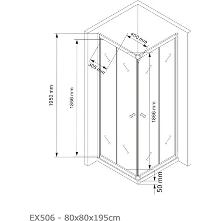 NEXTREND Duschkabine Eckdusche EX506, Schiebetüren aus 6 mm NANO Echtglas, 80 x 80 x 195 cm, platzsparend mit Lotus-Effekt – Bild 7