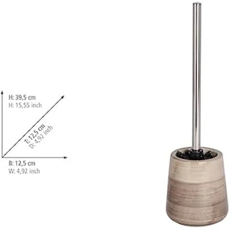 WENKO WC-Garnitur Pottery Sand Keramik - offener WC-Bürstenhalter, Keramik, 12.5 x 39.5 x 12.5 cm, Beige – Bild 4