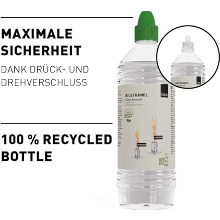 höfats - flüssig Bioethanol Spin 900 | 1200 - Rauch- und Rußfreies Ethanol - 6X 1 Liter Nachfüllflasche - Zubehör für Spin 900 & 1200 Tischfeuer, Tischkamin und Bio-Burner für Indoor und Outdoor – Bild 3