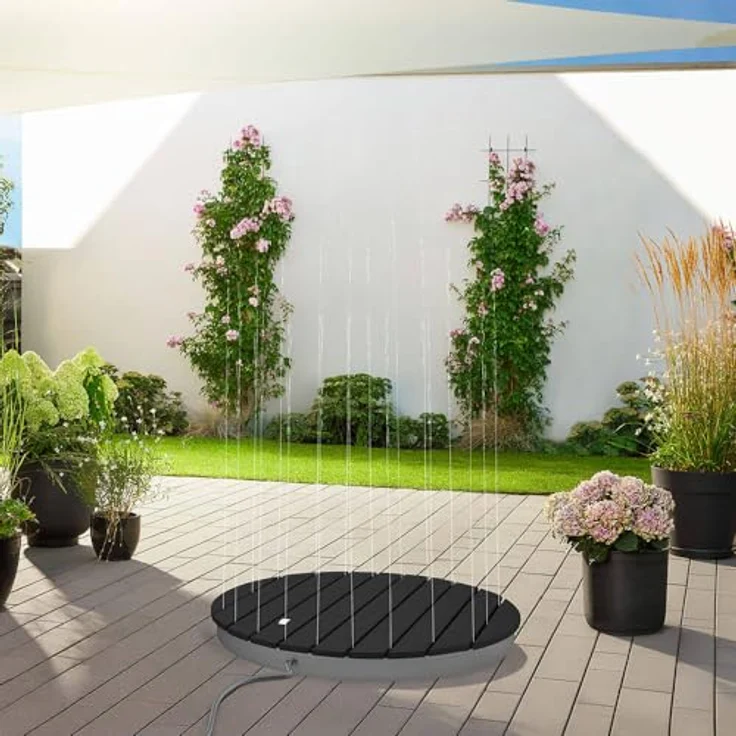 HOME DELUXE Gartendusche Bodendusche CALIA, 4 m Wasserfontänenhöhe, anthrazit, mit integrierten Düsen und witterungsbeständiger WPC-Bodenplatte – Bild 3