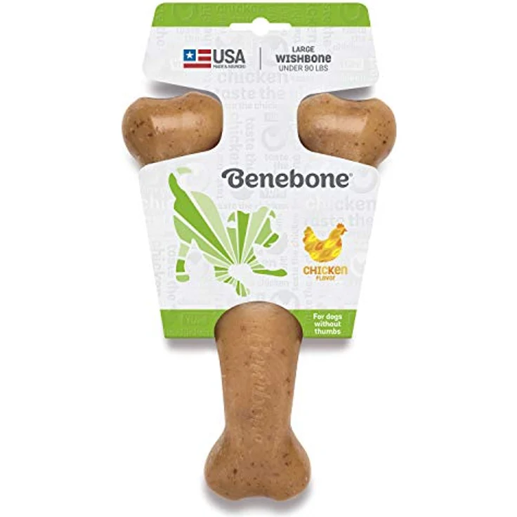 Benebone Wishbone Hundekauspielzeug für Aggressive Kauer, echtes Huhn, groß – Bild 3