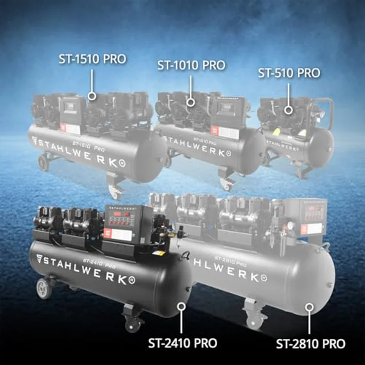 STAHLWERK Kompressor ST-2410 Pro, 10 bar, 240 L, 9,86 PS, 1250 l/min, ölfrei, leise mit 75 dB – Bild 3
