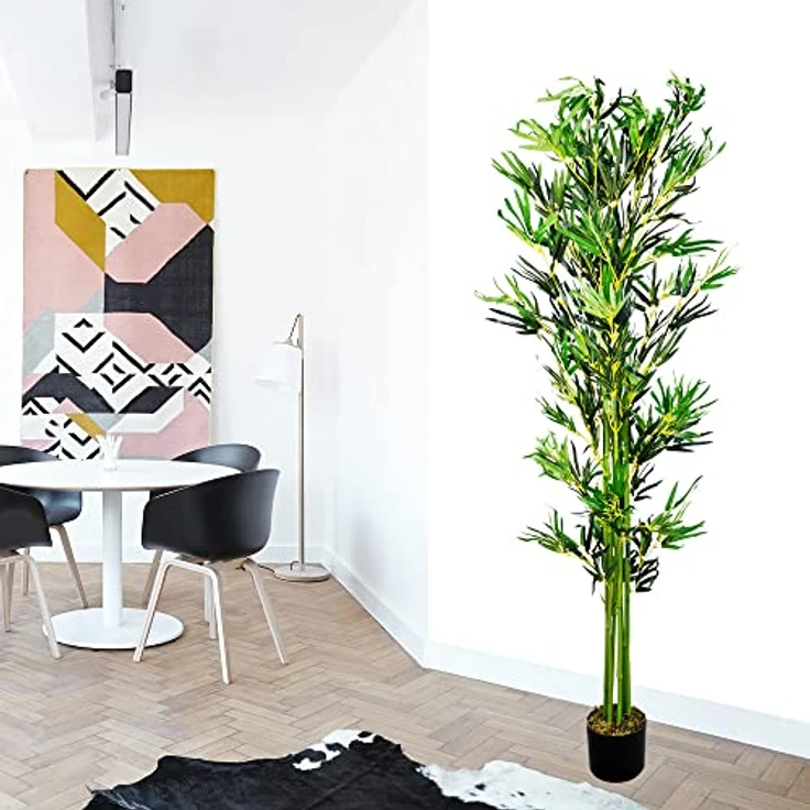 Decovego Bambus Kunstpflanze mit Echtholzstamm - 180 cm Innendekoration, Deko Bambusbaum Bamboo, künstliche Pflanze – Bild 4