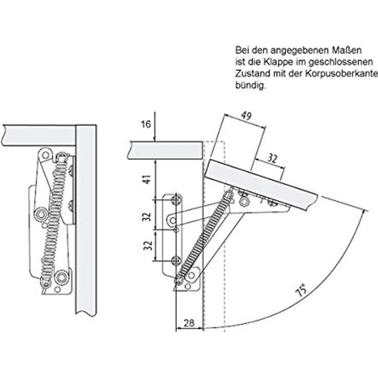 SO-TECH® Klappenbeschlag Lift-75 Klappenhalter Hochschwenkbeschlag 90 N / 75° – Bild 2