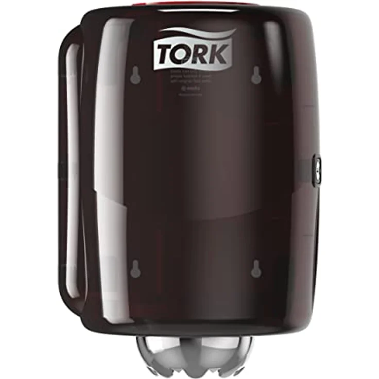Tork 659008 Innenabrollungsspender für M2 Papierwischtücher, hygienische Einzeltuchentnahme, rot-schwarz, modernes Design – Bild 1