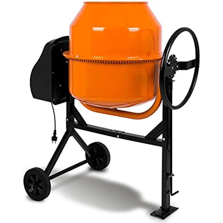EBERTH Eberth - 140 L Betonmischer Handrad, 2 Räder, Fußplatte, robuster Motor, stabiles Stahlgestell Zementmischer Betonmischmaschine – Bild 2
