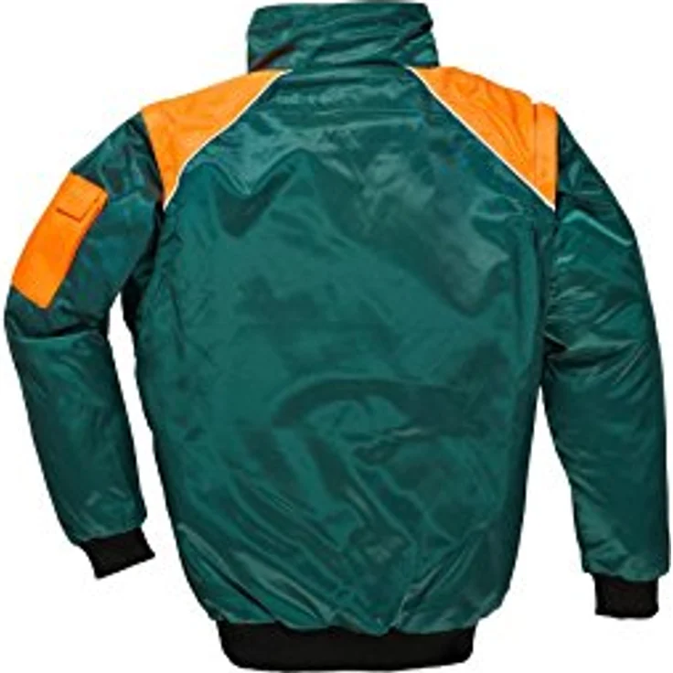 BULLSTAR Allroundblouson 9420, Arbeitsjacke in grün/orange, Gr. XXL, strapazierfähiges Material mit Reflexbiese und abtrennbarem Pelzkragen – Bild 2