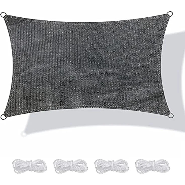 yourGEAR Sonnensegel HDPE Tarp in 7 Größen 2,5 x 2,5 | 4 | 5m, 3 x 3 | 4 | 5m, 4 x 5m Haus-Markise rechteckiger o. quadratischer UV Sonnenschutz Wind- und wasserdurchlässig grau [3x5m]