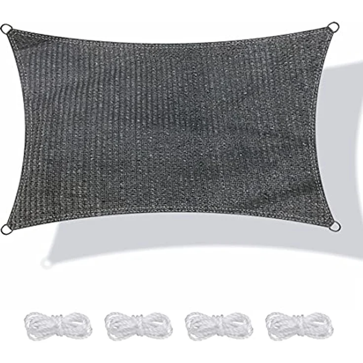yourGEAR Sonnensegel HDPE Tarp in 7 Größen 2,5 x 2,5 | 4 | 5m, 3 x 3 | 4 | 5m, 4 x 5m Haus-Markise rechteckiger o. quadratischer UV Sonnenschutz Wind- und wasserdurchlässig grau [3x5m] – Bild 1