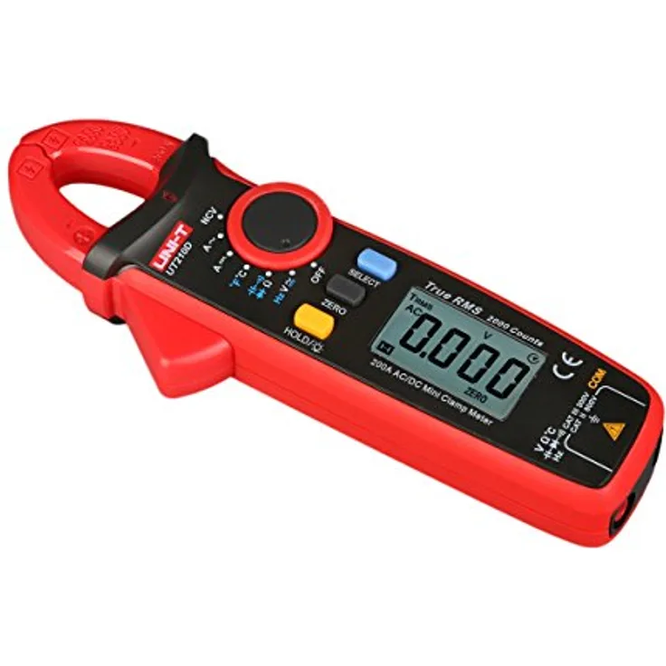 UNI-T UT210D Mini Zangenmultimeter, AC/DC Strommessgerät mit PEAK HOLD & DATA HOLD, True RMS, NCV, CAT III 600V, für Gleichstrommessung von 0,1mA bis 100A, inkl. Temperatursonde und Messleitungen