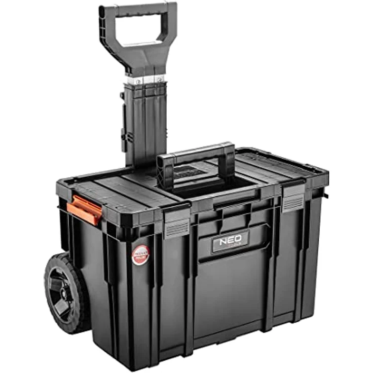 NEO TOOLS Modulbox auf Rädern, verstellbarer Teleskopgriff, belastbar bis 35 kg, Maße 530 x 385 x 690 mm – Bild 1