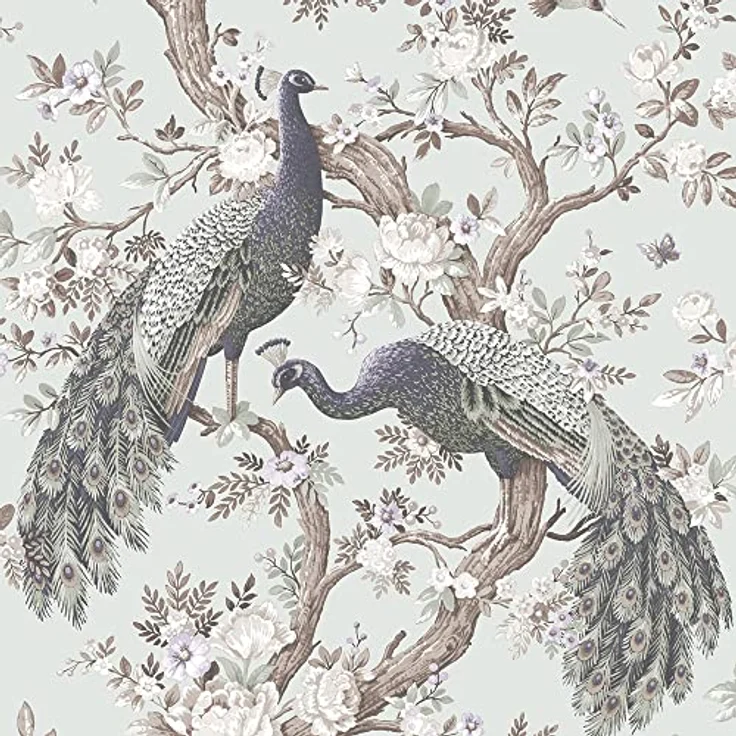 Laura Ashley Belvedere Duck Egg Tapete, abziehbare Vliestapete mit "Paste the Wall" Anwendung, 64 cm Musterwiederholung – Bild 1