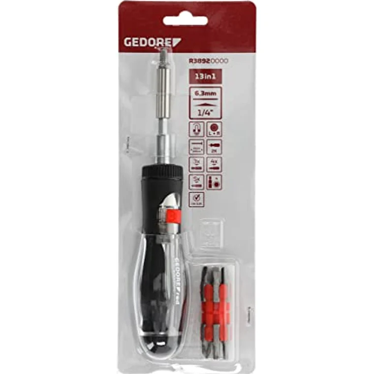GEDORE red Magazin-Schraubendreher mit 1-4'' Bits Schlitz 4 4,5 5,5 mm Kreuzschlitz PH 1 2 3 Kreuzschlitz PZ 1 2 TX T10 T15 T20 T25 Innen-6-kant 4 mm – Bild 6