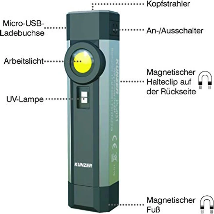 Kunzer PL-031 LED Arbeitsleuchte akkubetrieben – Bild 6