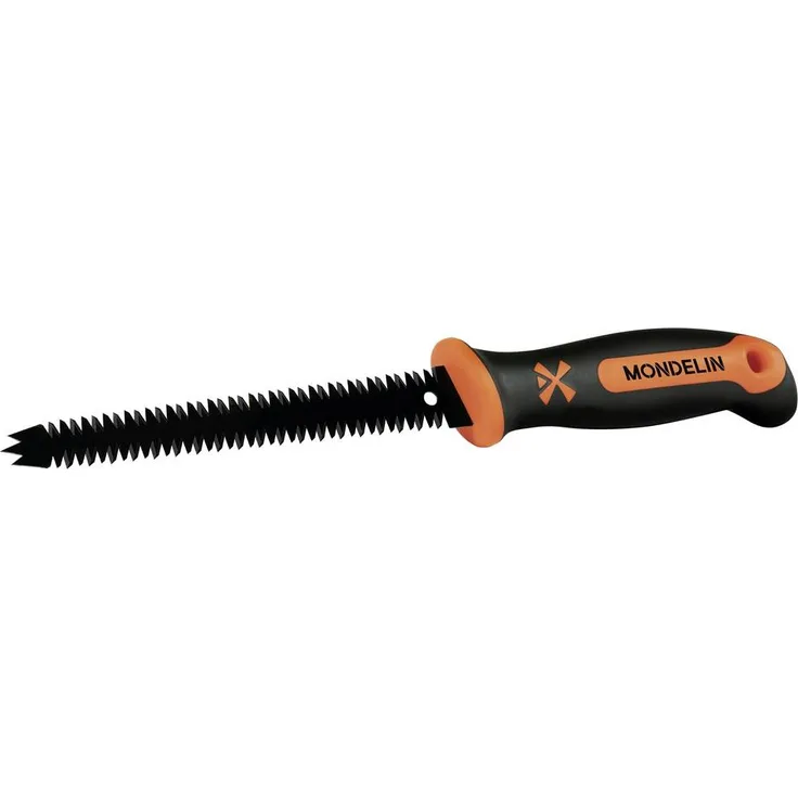 Mondelin 832938 Handsäge, 160 mm Handstichsäge mit doppelter Klinge und ergonomischem Griff für präzise Schnitte in Gipsplatten, Holz, PVC und Porenbeton