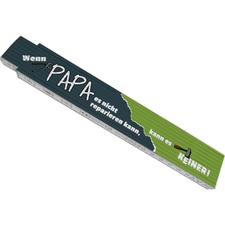 speecheese Meterstab aus Holz mit Spruch "Wenn Papa es nicht reparieren kann, kann es keiner!", 24x3,5 cm, 10 Gelenke, hochwertiges Handwerkszeug für Vatertag und Herrentag – Bild 1