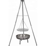 GLÜHZONE HKG 100 Schwenkgrill - Edelstahl Dreibein Holzkohlegrill, 160 cm, Feuerschale mit 50 cm Grillrost - Robuste Konstruktion, stufenlos höhenverstellbarer Rost, 160 cm Gesamthöhe