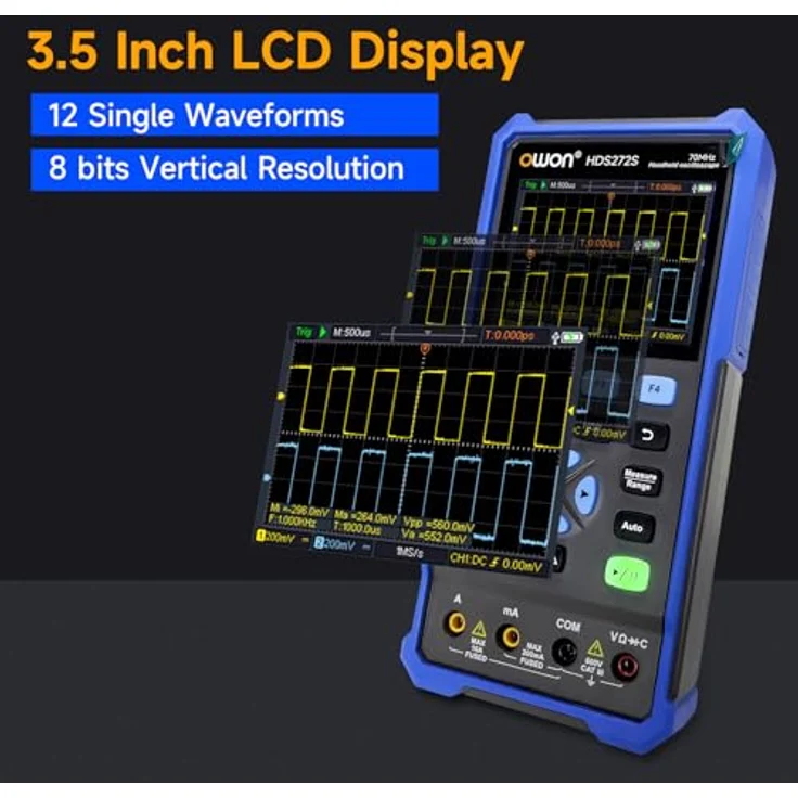 Owon HDS272S, 2-Kanal LCD-Oszilloskop mit integriertem Multimeter und 25 MHz Funktionsgenerator, mobil einsetzbar, 3,5" Display – Bild 5