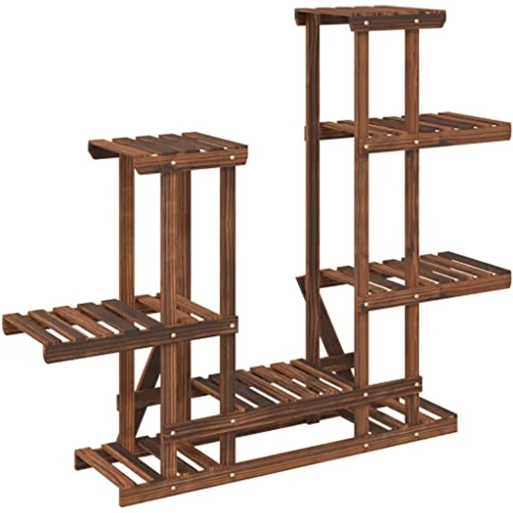 vidaXL Blumenständer Blumenständer 95x25x96 cm Massivholz Tanne (1 St), karbonisiertes Braun, robustes Tannenholz, viel Platz, breite Anwendung – Bild 7