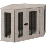 PawHut Hundekäfig, Eckige Hundehütte Hundebox mit Kissen, Hundehaus mit Türriegel, Haustierkäfig für mittelgroße Hunde, Walnuss, 104 x 55 x 63 cm