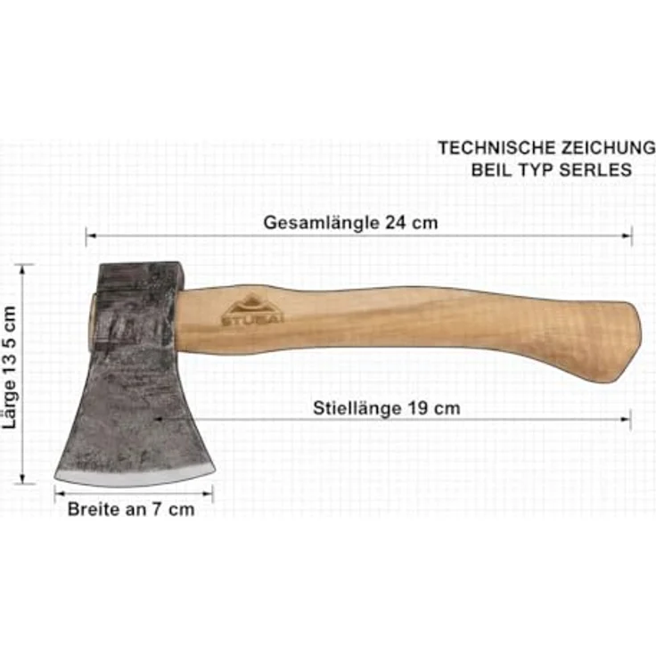 STUBAI Campingbeil Serles, handgeschmiedet aus Kohlenstoffstahl, 800 g, 240 mm mit geöltem Hickorystiel und Lederscheide – ideal für Outdoor, Bushcraft, Survival, Trekking – Bild 2
